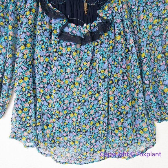 New! Free People Pennie Floral Print Ruffle Long Sleeve Mini Dress, size XS - Picture 11 of 16